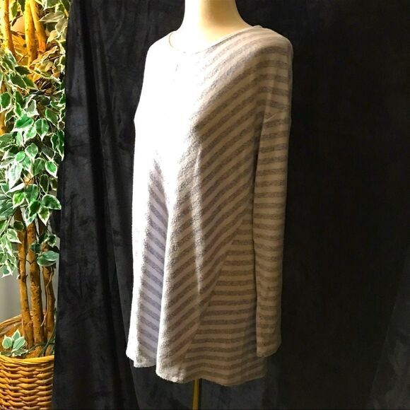 Verve Ami White Blue/Gray Striped Tunic - M - Picture 1 of 7